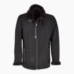 Leather Sheepskin Flying Jacket Black Anton