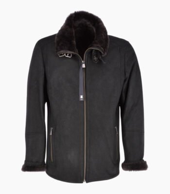 Leather Sheepskin Flying Jacket Black Anton
