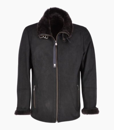 Leather Sheepskin Flying Jacket Black Anton