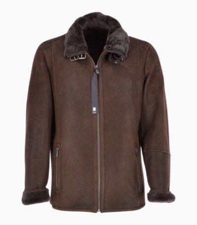 Leather Sheepskin Flying Jacket Brown Anton