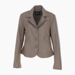 Leather Short Blazer Jacket Biscuit Alameda