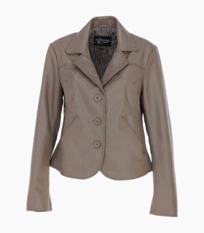 Leather Short Blazer Jacket Biscuit Alameda