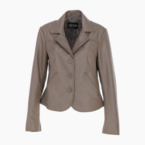 Leather Short Blazer Jacket Biscuit Alameda