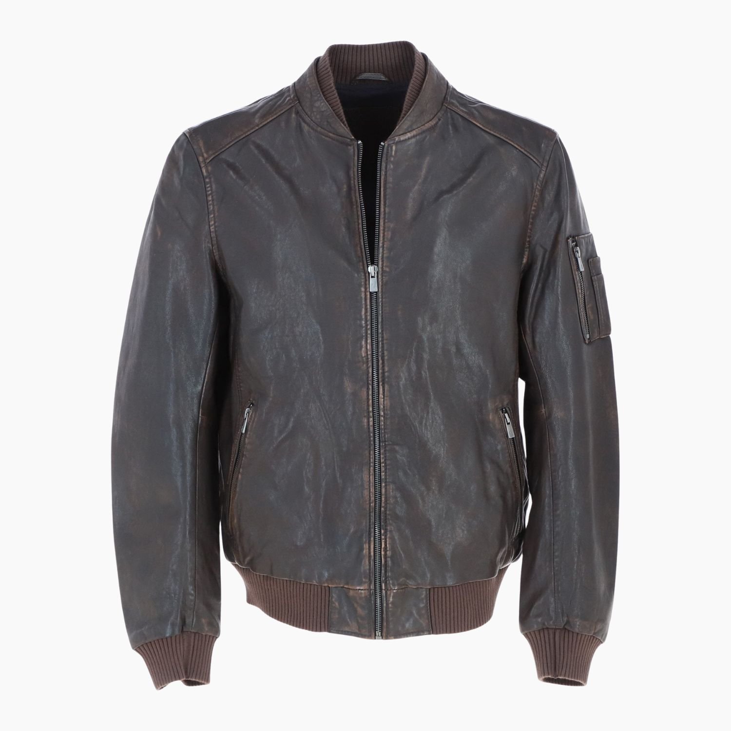 Leather Vintage Style Rub Off Jacket in Coffee Brown Leather Vintage Style Rub Off Jacket in Coffee Brown