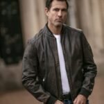 Leather Vintage Style Rub Off Jacket in Coffee Brown