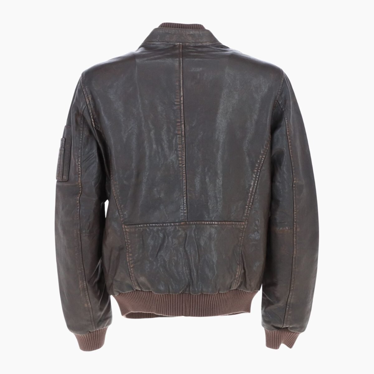 Leather Vintage Style Rub Off Jacket in Coffee Brown