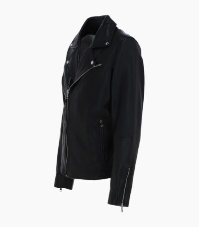 London Men's Real Leather Biker Jacket Black