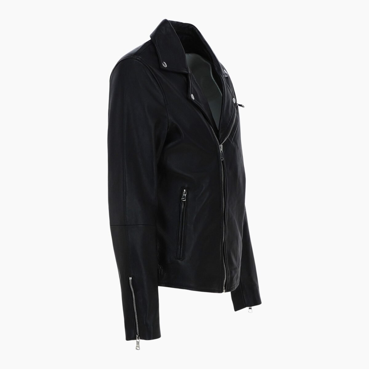 London Men's Real Leather Biker Jacket Black