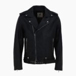 London Men's Slim Fit Real Leather Biker Jacket Black