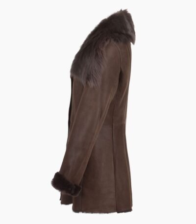Long Hair Toscana Lapel Coat Brown