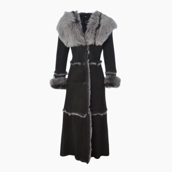 Long Length Sheepskin Coat Black