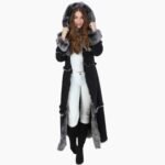 Long Length Sheepskin Coat Black