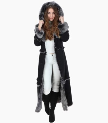Long Length Sheepskin Coat Black