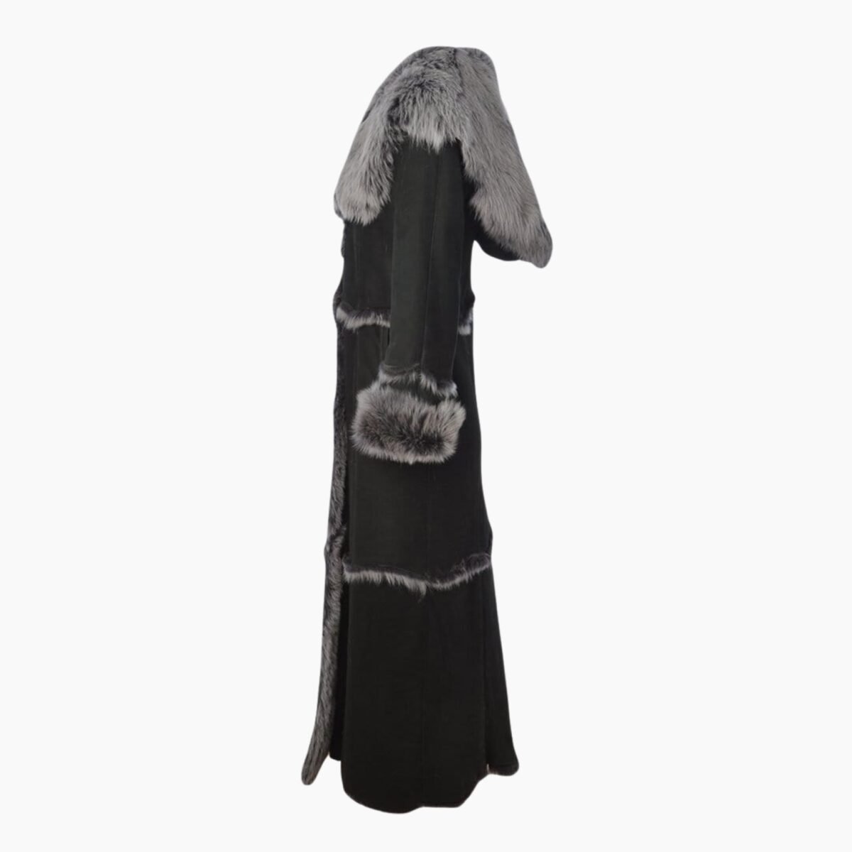 Long Length Sheepskin Coat Black