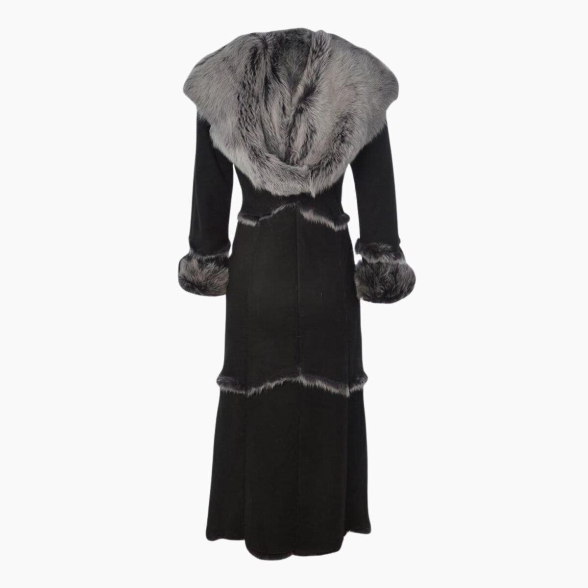 Long Length Sheepskin Coat Black
