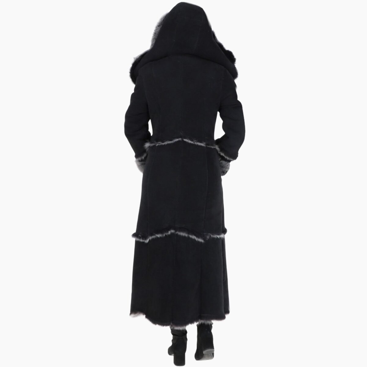 Long Length Sheepskin Coat Black