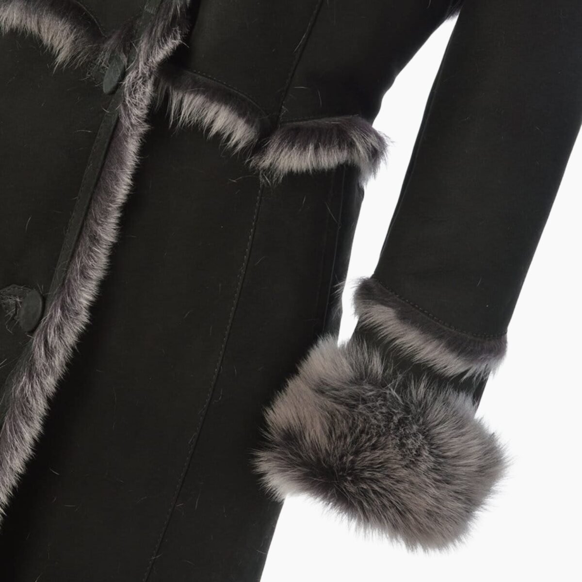 Long Length Sheepskin Coat Black