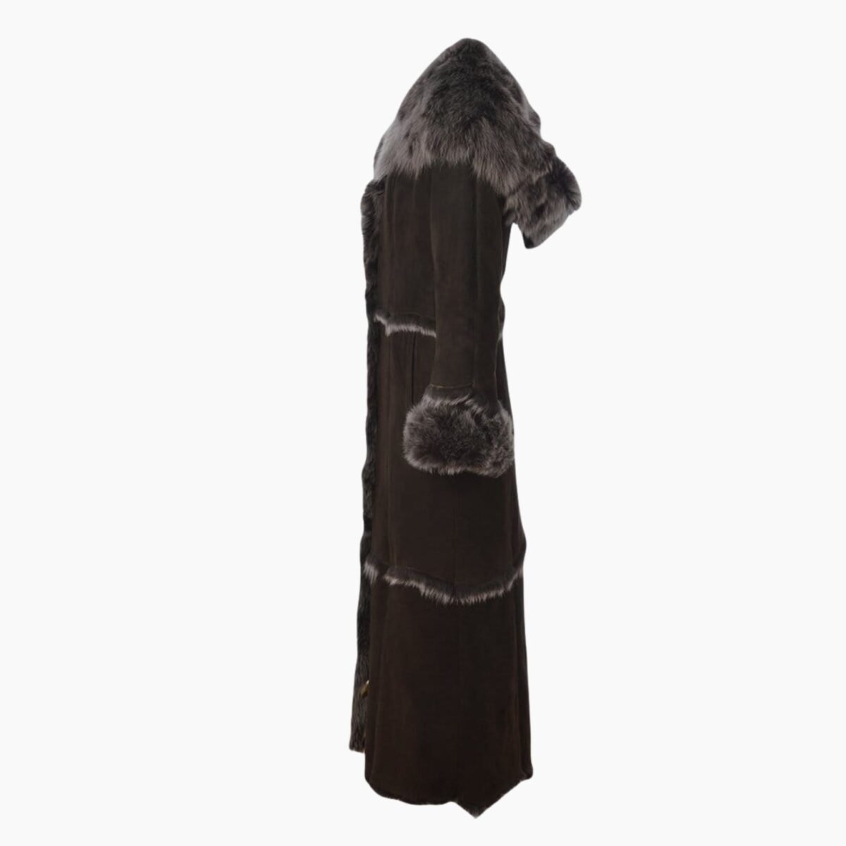 Long Length Sheepskin Coat Brown