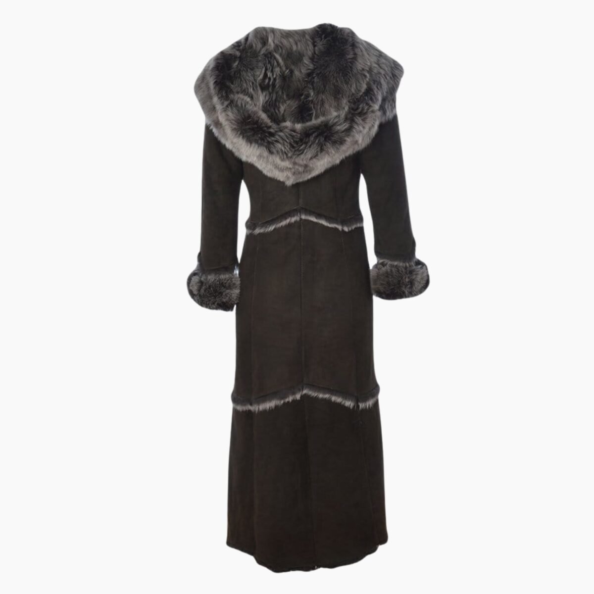 Long Length Sheepskin Coat Brown