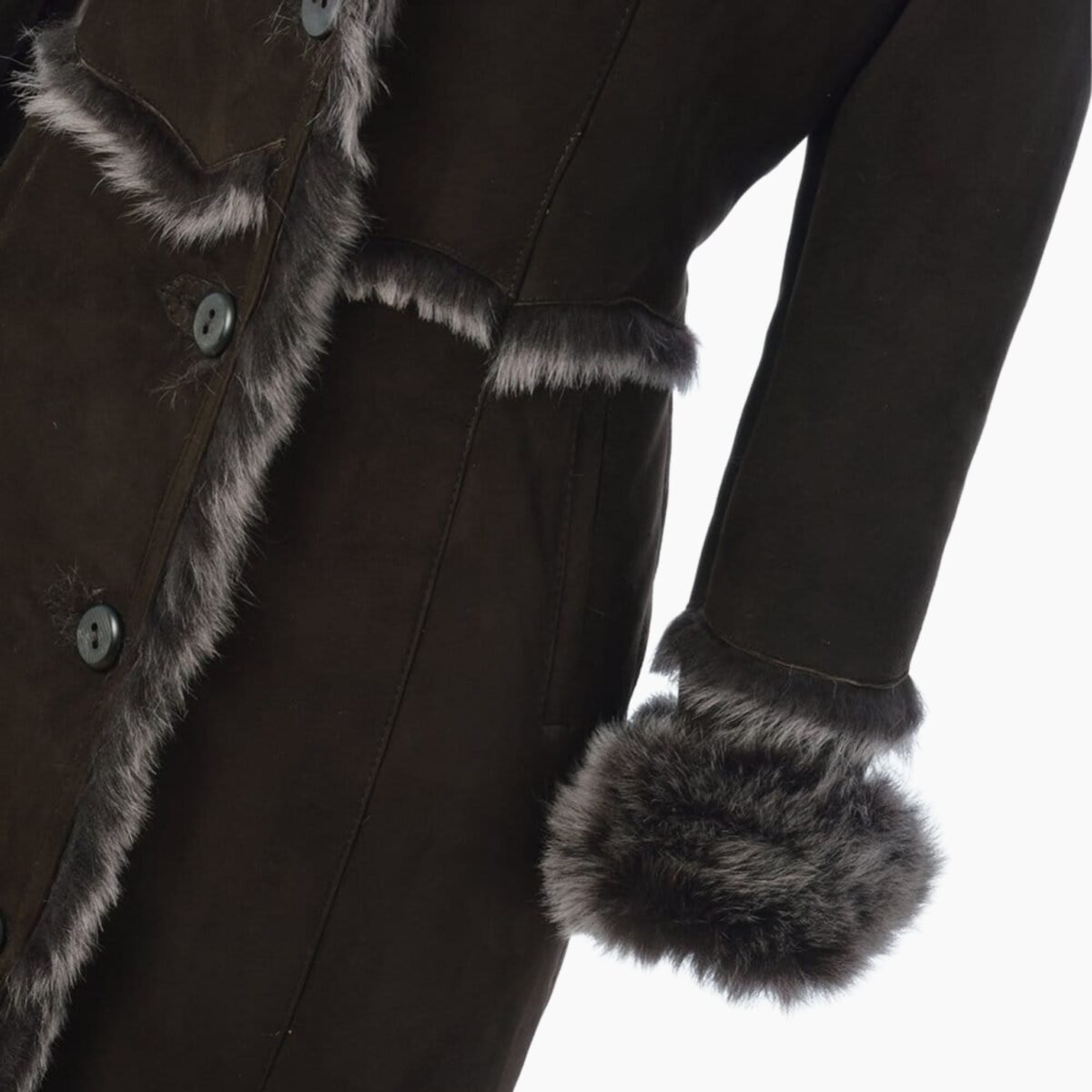 Long Length Sheepskin Coat Brown