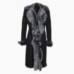Long Length Toscana Suede Leather Coat Black