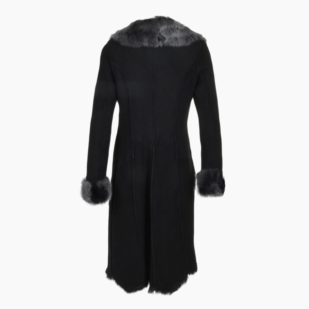 Long Length Toscana Suede Leather Coat Black