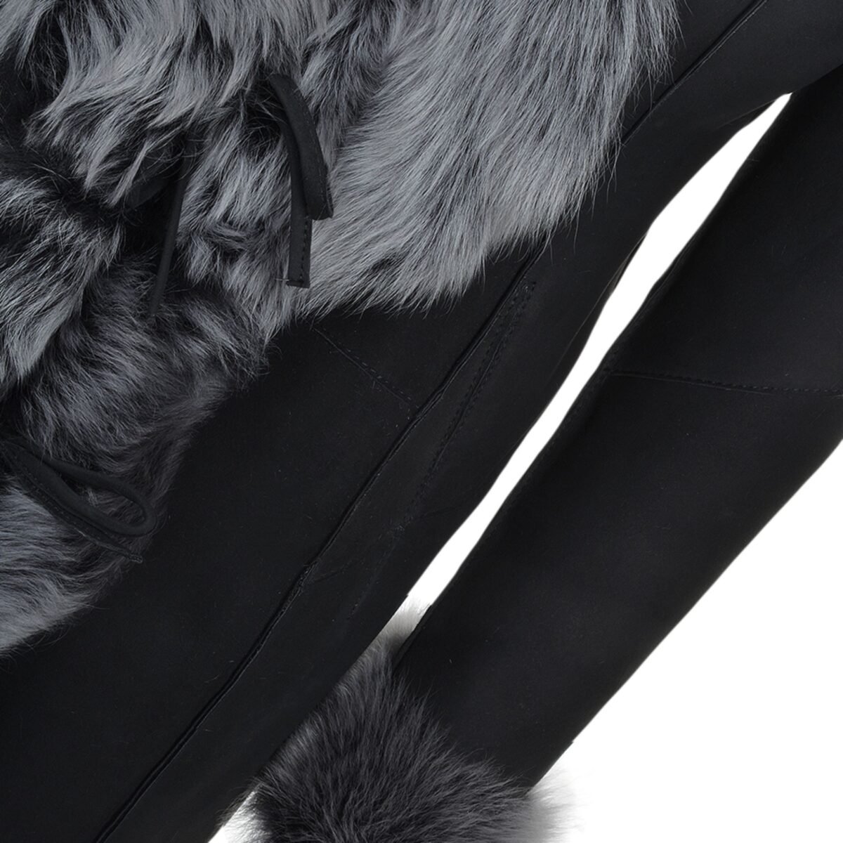 Long Length Toscana Suede Leather Coat Black