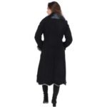 Long Length Toscana Suede Leather Coat Black