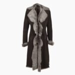 Long Length Toscana Suede Leather Coat Brown