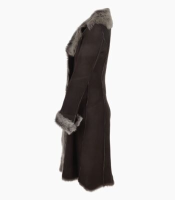 Long Length Toscana Suede Leather Coat Brown