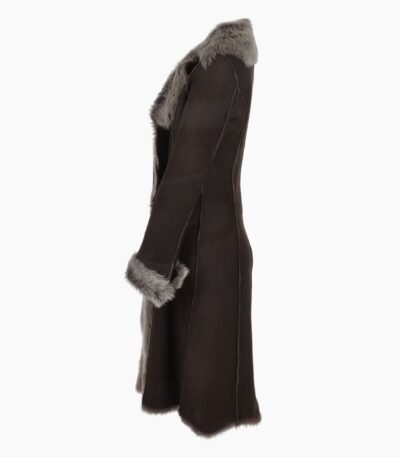 Long Length Toscana Suede Leather Coat Brown