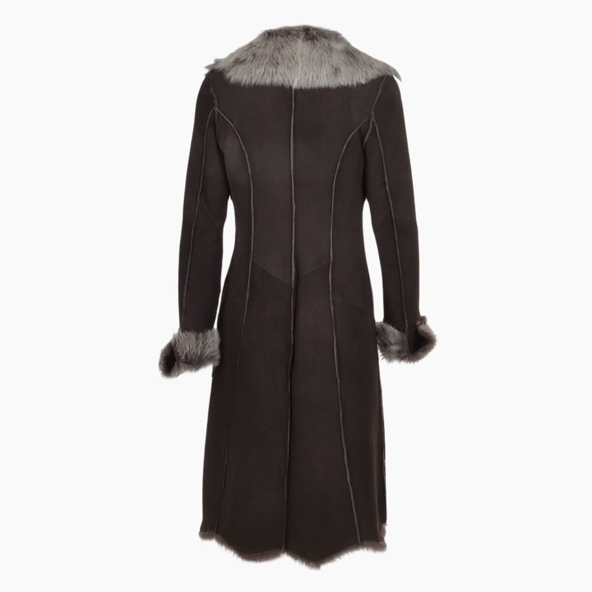 Long Length Toscana Suede Leather Coat Brown