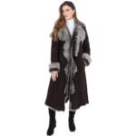 Long Length Toscana Suede Leather Coat Brown