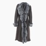 Long Length Toscana Suede Leather Coat Gray