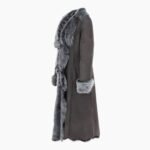 Long Length Toscana Suede Leather Coat Gray