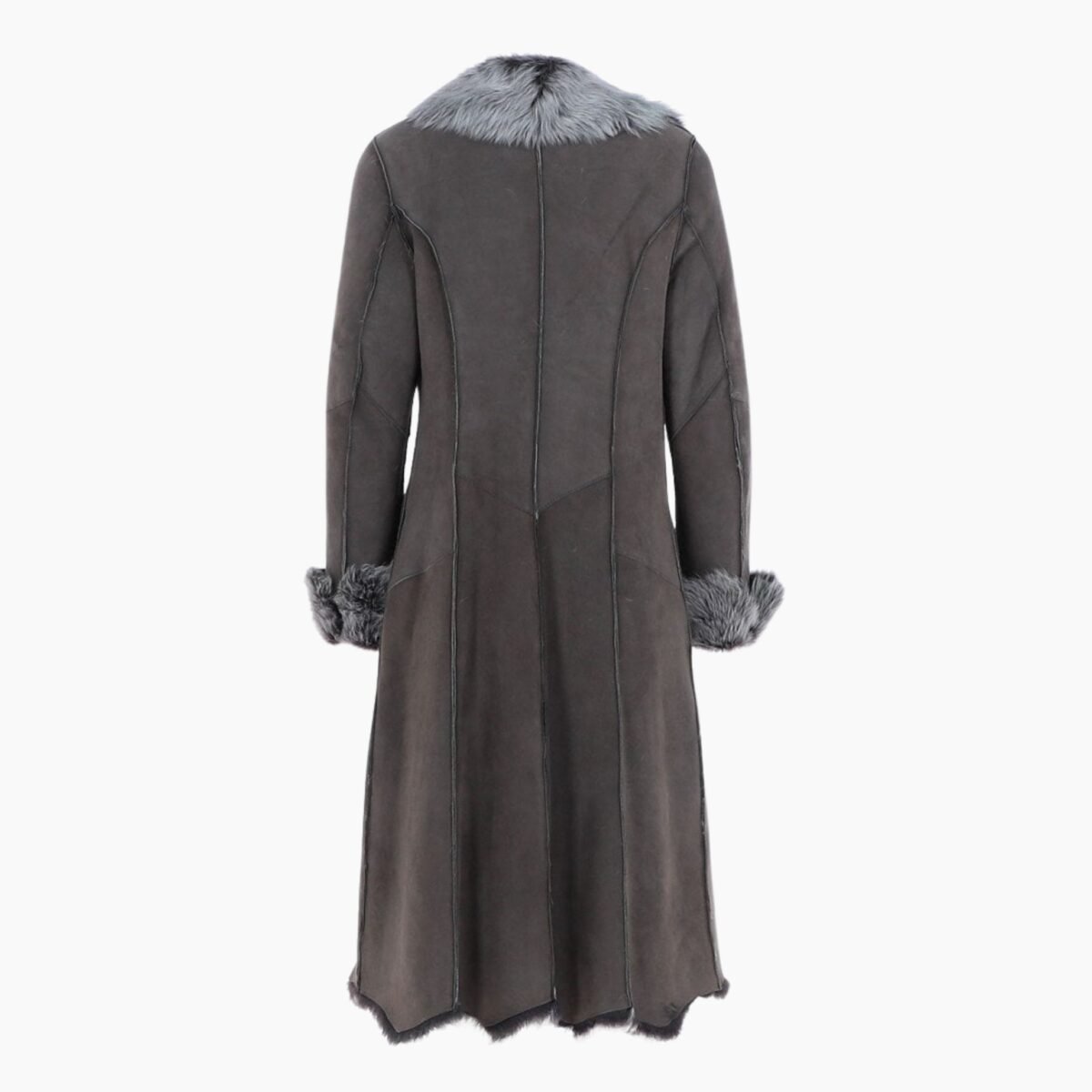 Long Length Toscana Suede Leather Coat Gray