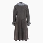 Long Length Toscana Suede Leather Coat Gray