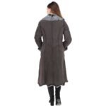 Long Length Toscana Suede Leather Coat Gray