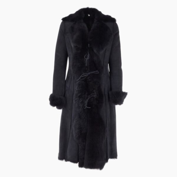 Long Length Toscana Suede Leather Coat Ocean