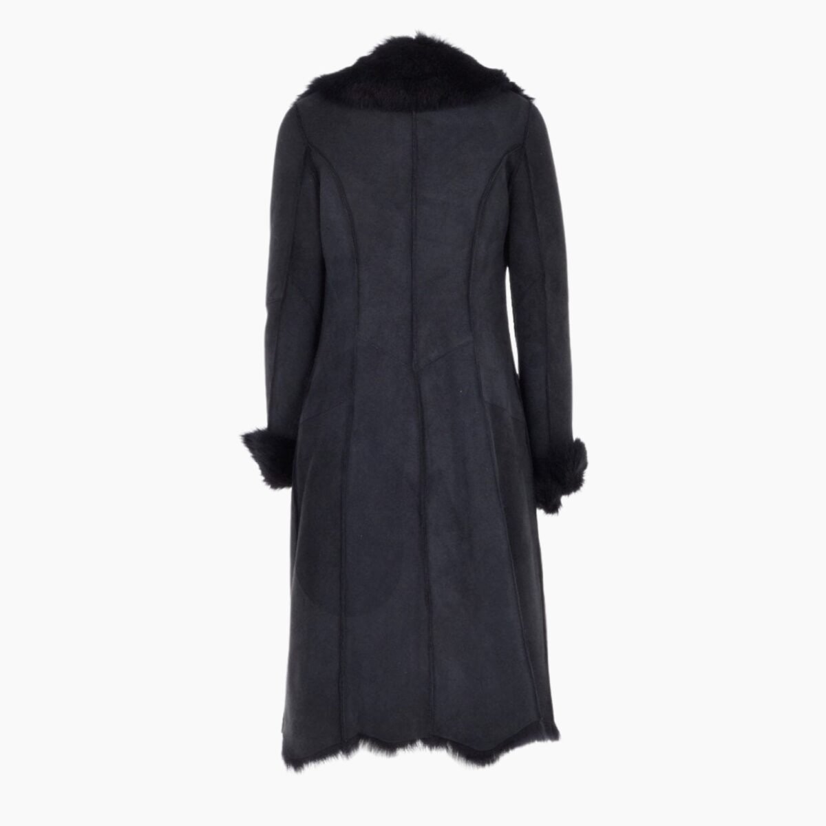 Long Length Toscana Suede Leather Coat Ocean