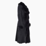 Long Length Toscana Suede Leather Coat Ocean