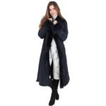 Long Length Toscana Suede Leather Coat Ocean