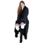 Long Length Toscana Suede Leather Coat Ocean