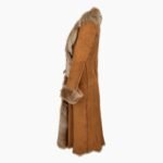 Long Length Toscana Suede Leather Coat Tan