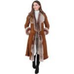 Long Length Toscana Suede Leather Coat Tan