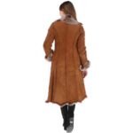 Long Length Toscana Suede Leather Coat Tan
