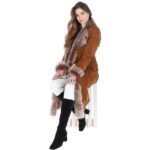 Long Length Toscana Suede Leather Coat Tan