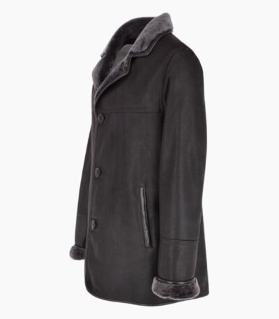 Luxury 4 Button Single Breasted Sheepskin Coat Brown