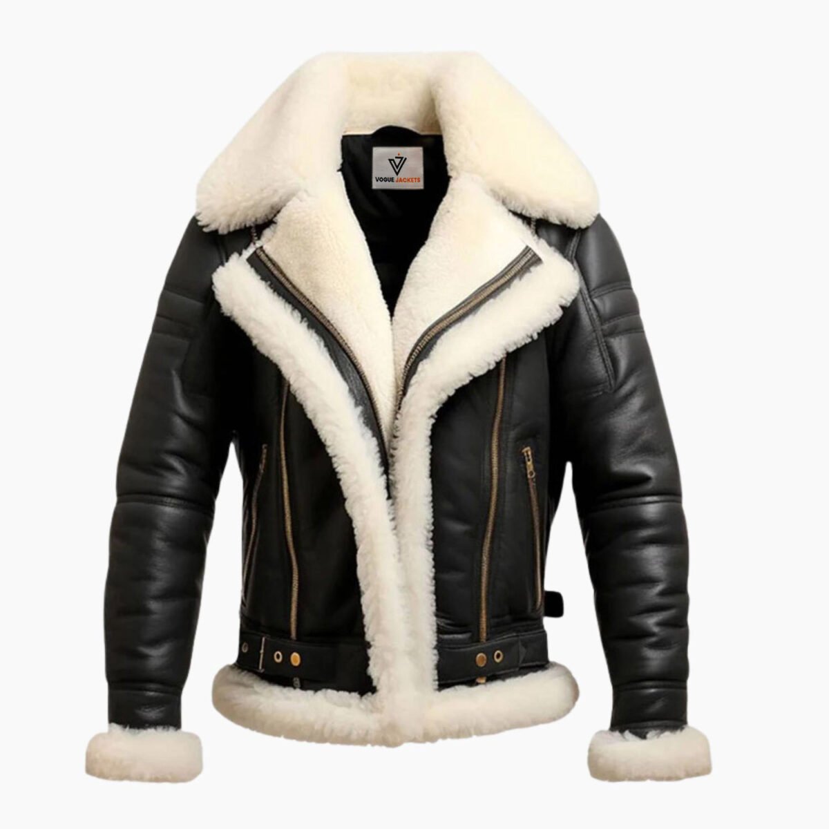 Men's Aviator B3 Bomber Black Leather Jacket