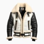 Men's Aviator B3 Bomber Leather Jacket Black & White